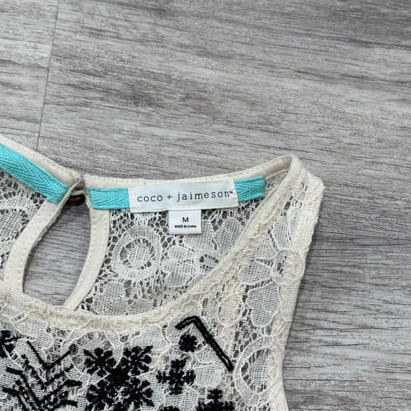 Buckle Chic Lace Fringe Tank Top cotton blend M - Picture 2 of 7